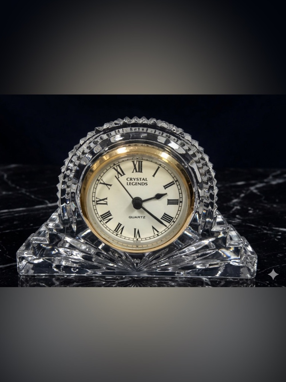 Vintage Godinger Crystal Legends Quartz Desk Clock
